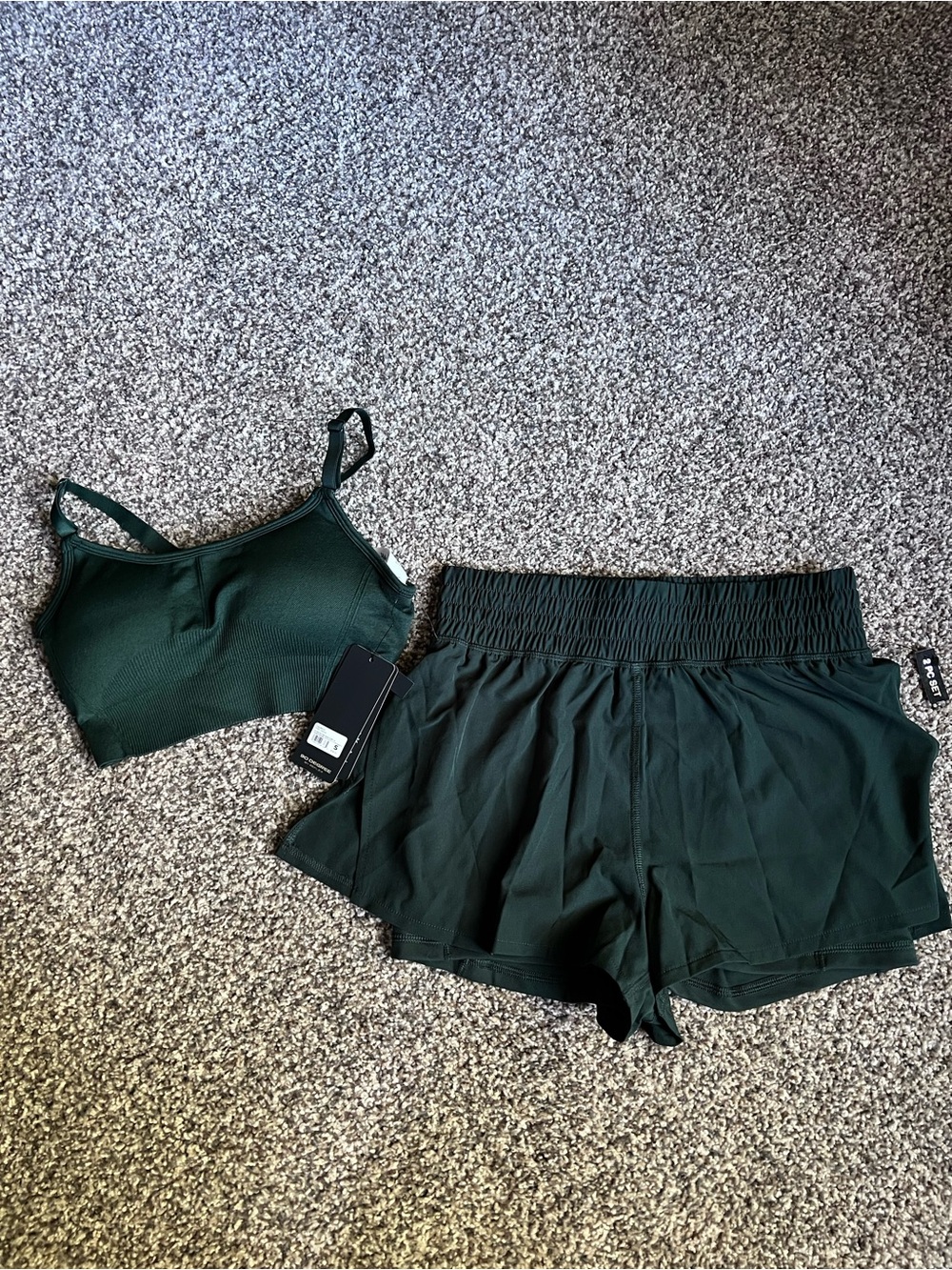 Dark Green Women's Bralette & Shorts Set